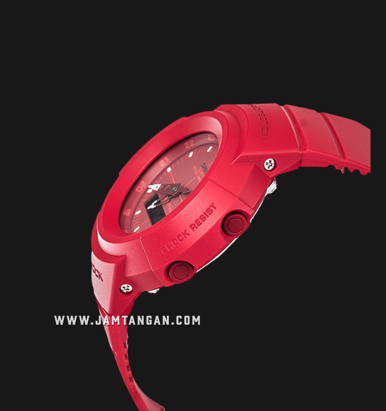 Casio G Shock Aw 500bb 4edr Oldschool Red Digital Analog Dial Red Resin Band Jamtangan Com