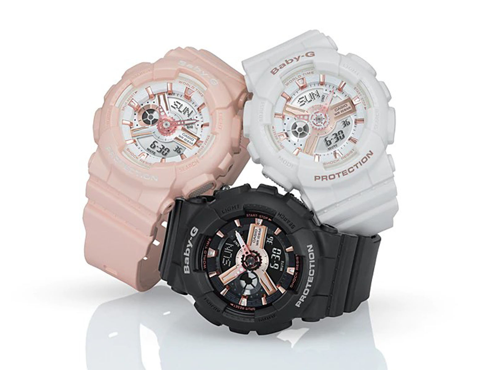 Casio Baby-G BA-110RG-4ADR Ladies Digital Analog Dial Beige Resin Strap Machtwatch