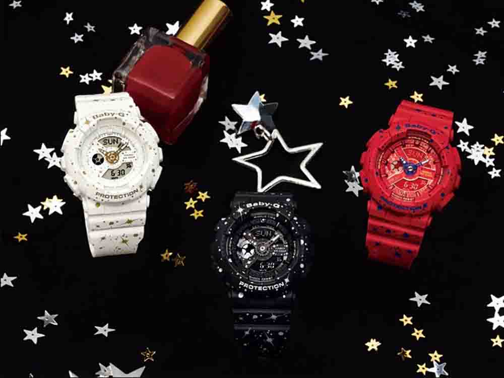 Casio Baby-G BA-110ST-4ADR Red Digital Analog Dial Red Twinkling Stars Resin Strap Machtwatch