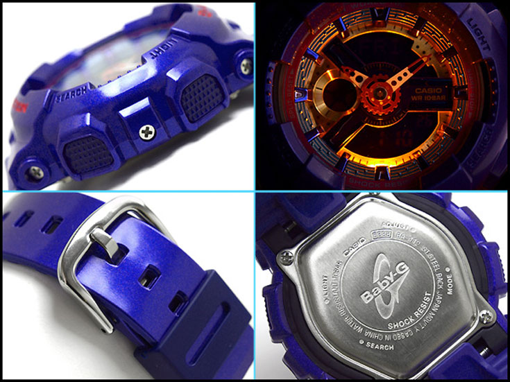 Casio Baby-G BA-112-2ADR Multi Color Digital Analog Dial Blue Resin Strap Machtwatch