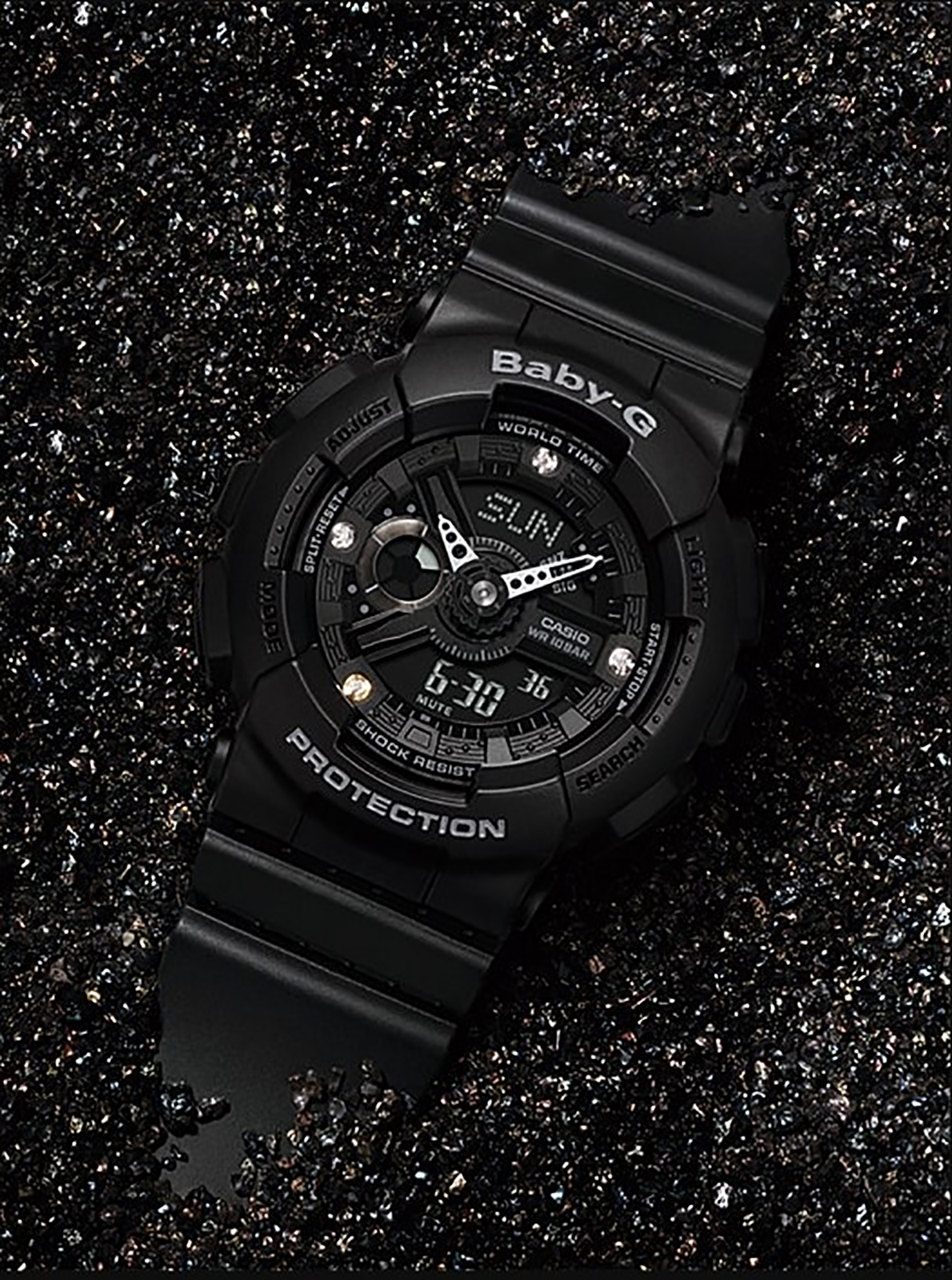 Casio Baby-G BA-135DD-1ADR Ladies Digital Analog Dial Dual Tone Resin Strap Machtwatch