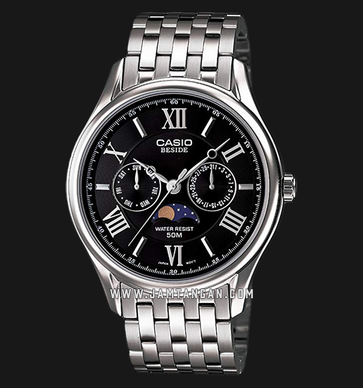 Casio BEM-312D-1AVPF Beside Men Black Dial Stainless Steel Strap |  Jamtangan.com