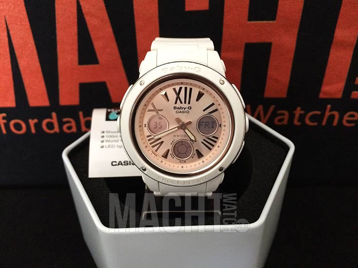 Casio Baby-G BGA-152-7B2DR Pink Digital Analog Dial White Resin Strap Machtwatch