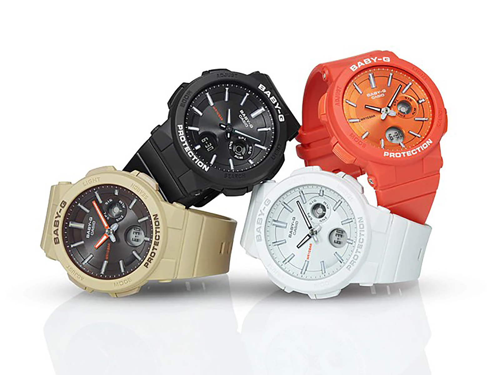 Casio Baby-G Neon illuminator BGA-255-7ADR Ladies Digital Analog Watch White Resin Band Machtwatch