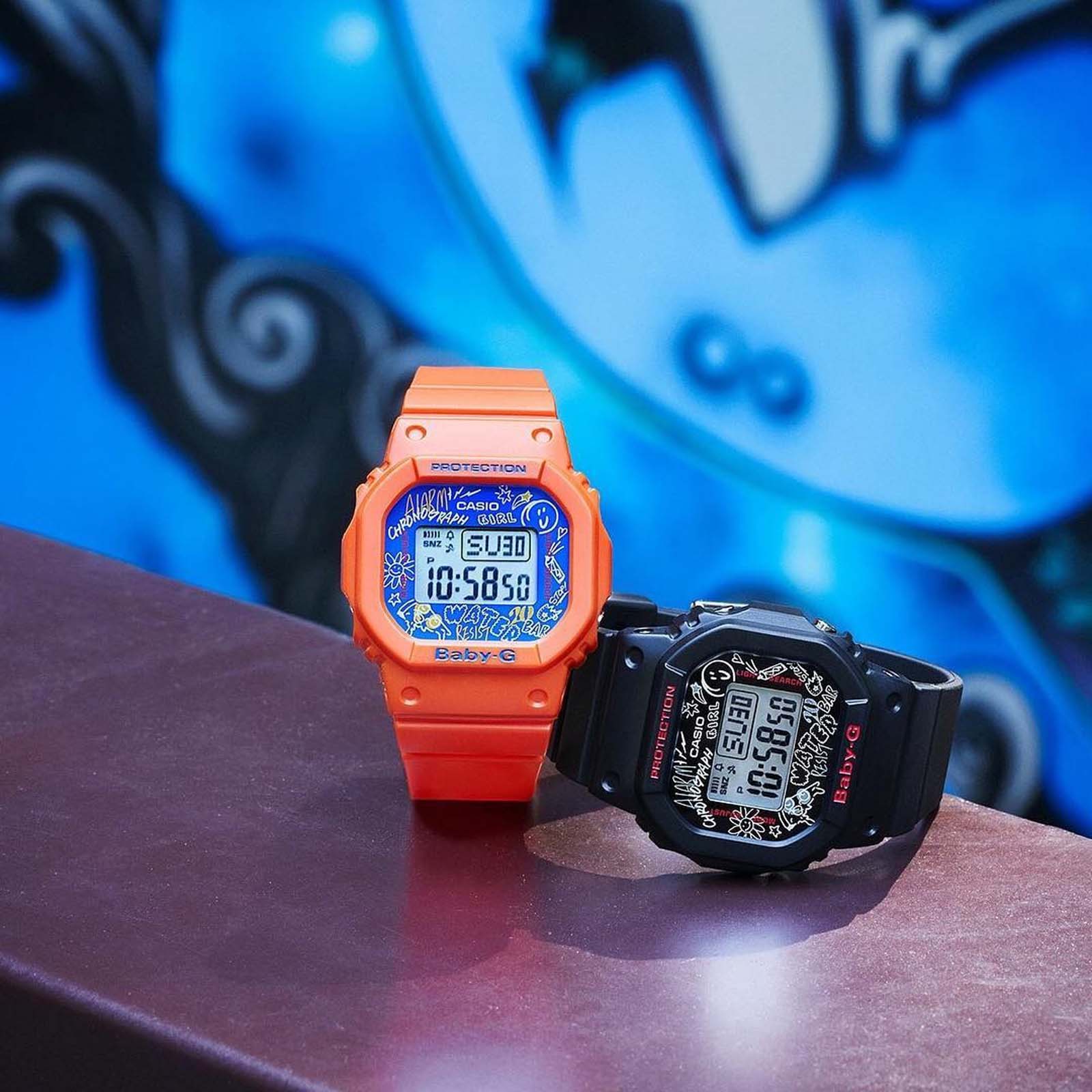 Casio Baby-G BGD-560SK-4DR Water Resistant 200M Blue Digital Dial Orange Resin Band Machtwatch