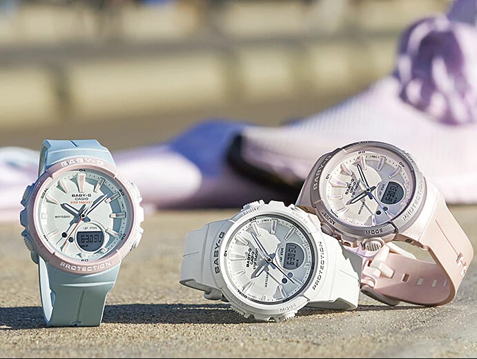 Casio Baby-G BGS-100SC-2ADR Step Tracker Ladies Digital Analog Dial Light Blue Resin Strap Machtwatch