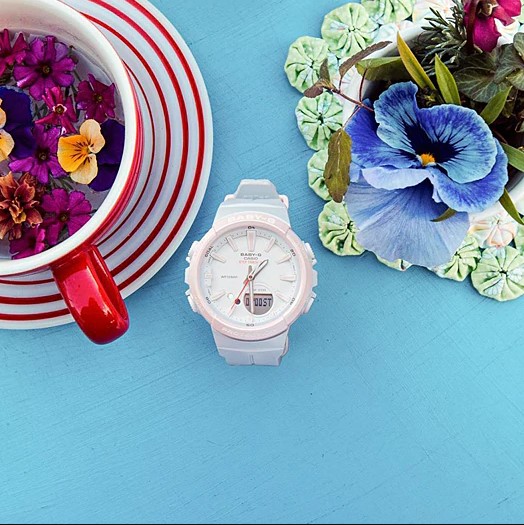Casio Baby-G BGS-100SC-2ADR Step Tracker Ladies Digital Analog Dial Light Blue Resin Strap Machtwatch