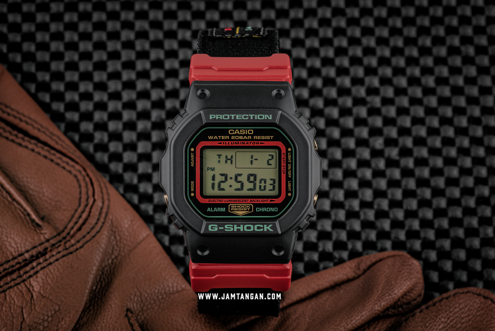 Casio G-shock DW-5600THC-1JF Winter Premium Christmas Series Digital Dial Black Nylon Strap Machtwatch