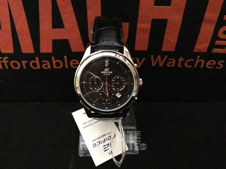 Casio Edifice EFR-517L-1AVDR Chronograph Black Dial Black Leather Strap Machtwatch