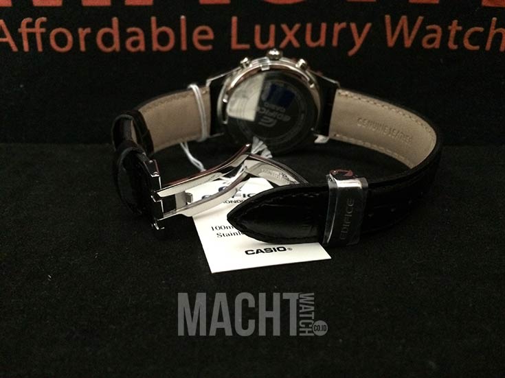 Casio Edifice EFR-517L-1AVDR Chronograph Black Dial Black Leather Strap Machtwatch