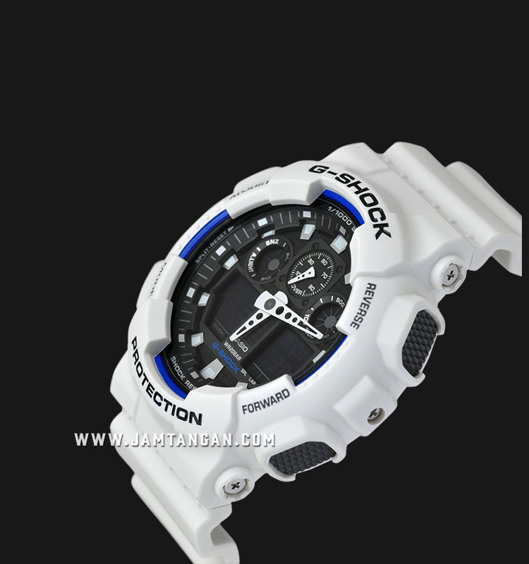 Casio G-Shock standard GA-100B-7ADR Black Digital Analog Dial White Resin  Strap | Jamtangan.com