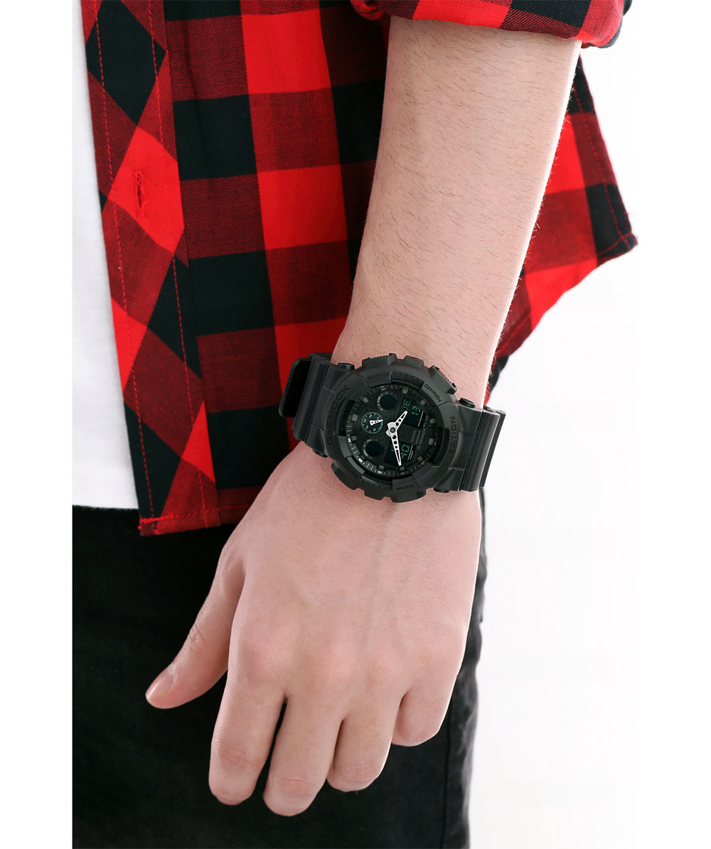 Casio GShock GA100MB1ADR Standard Digital Analog Dial Black Resin