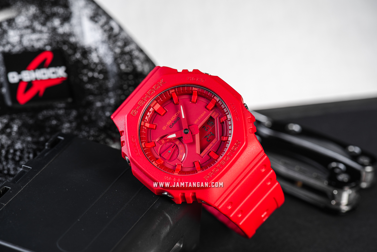 Casio G-Shock GA-2100-4ADR Retro Style Digital Analog Dial Red Resin Strap  | Jamtangan.com