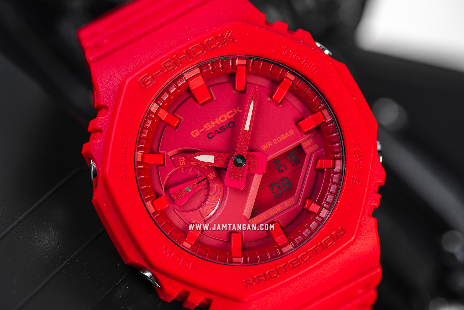 Casio G-Shock GA-2100-4ADR Retro Style Digital Analog Dial Red Resin Strap  | Jamtangan.com