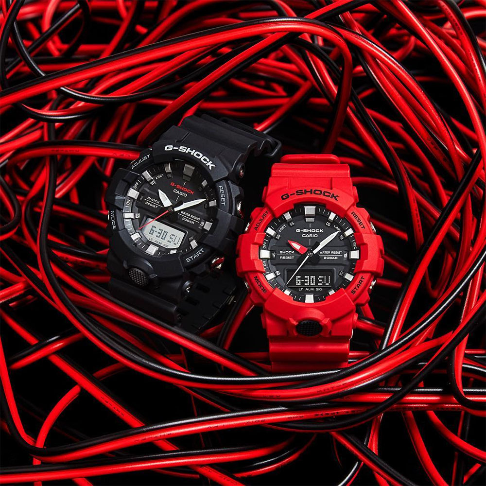 Casio G-Shock GA-800-4ADR Digital Analog Dial Red Resin Strap Machtwatch