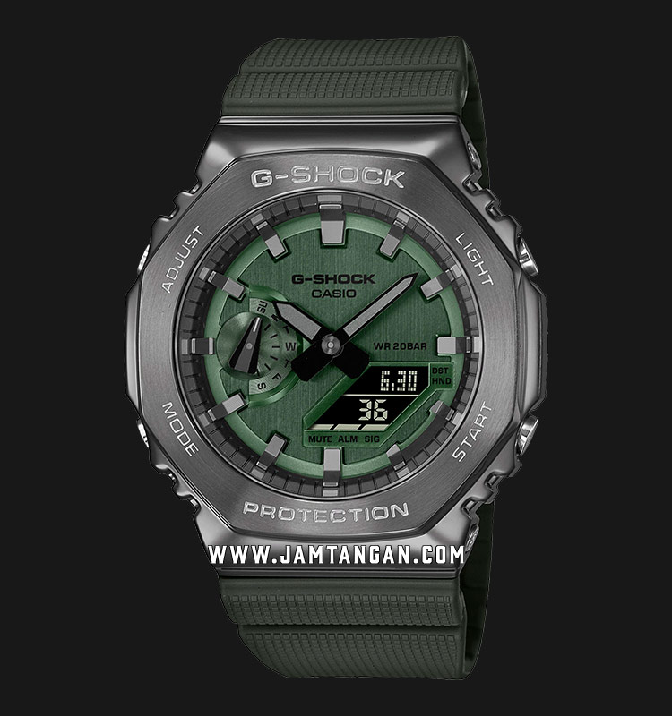 Casio G Shock GM 2100B 3ADR Metal Covered Green Analog Digital Dial casio-g-shock-gm-2100b-3adr-metal-covered-green-analog-digital-dial