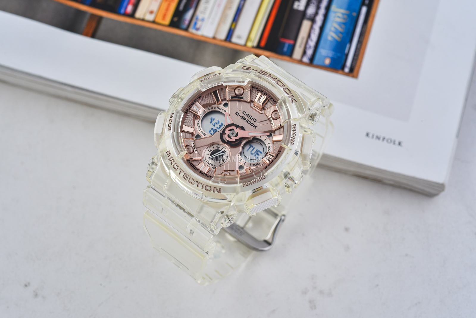 Casio G-Shock GMA-S120SR-7ADR Ladies Digital Analog Dial White Transparent  Resin Strap | Jamtangan.com