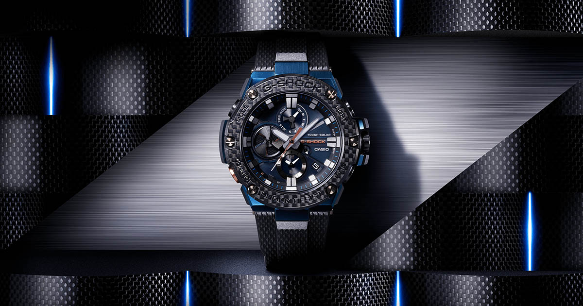 Casio G-Shock G-Steel GST-B100XB-2AJF Men Blue Analog Dial Black Resin Strap Machtwatch