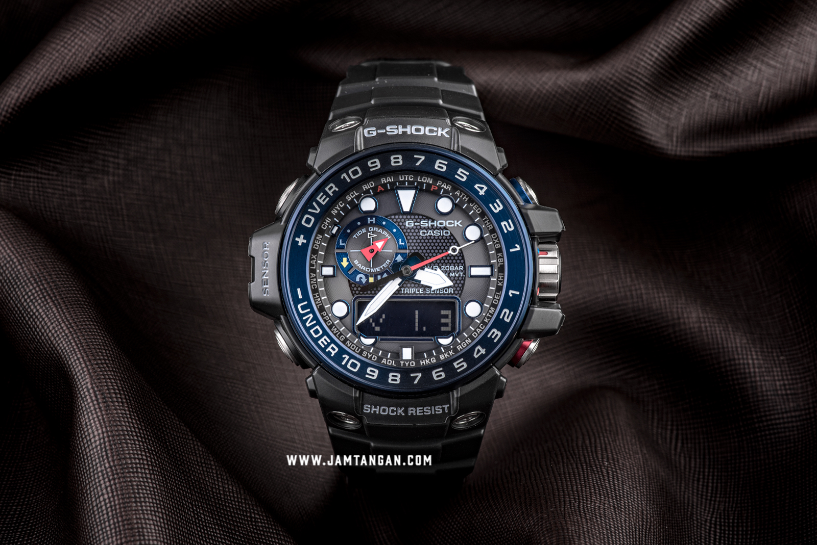 Casio G-Shock GULFMASTER GWN-1000B-1BJF Tough Solar Digital Analog Dial  Black Resin Strap | Jamtangan.com