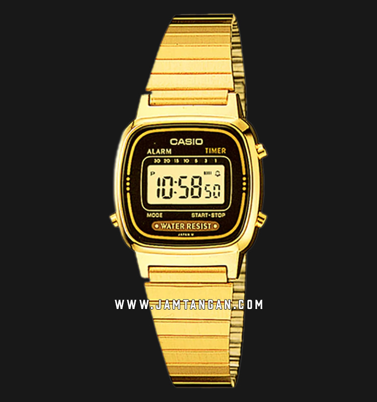Casio General LA670WGA1DF Vintage Ladies Digital Dial Gold Stainless Steel Strap