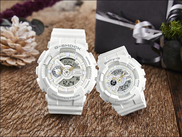 Casio G-Shock Presents Lovers Collection LOV-17A-7ADR Couple Digital Analog Dial White Resin Strap Machtwatch