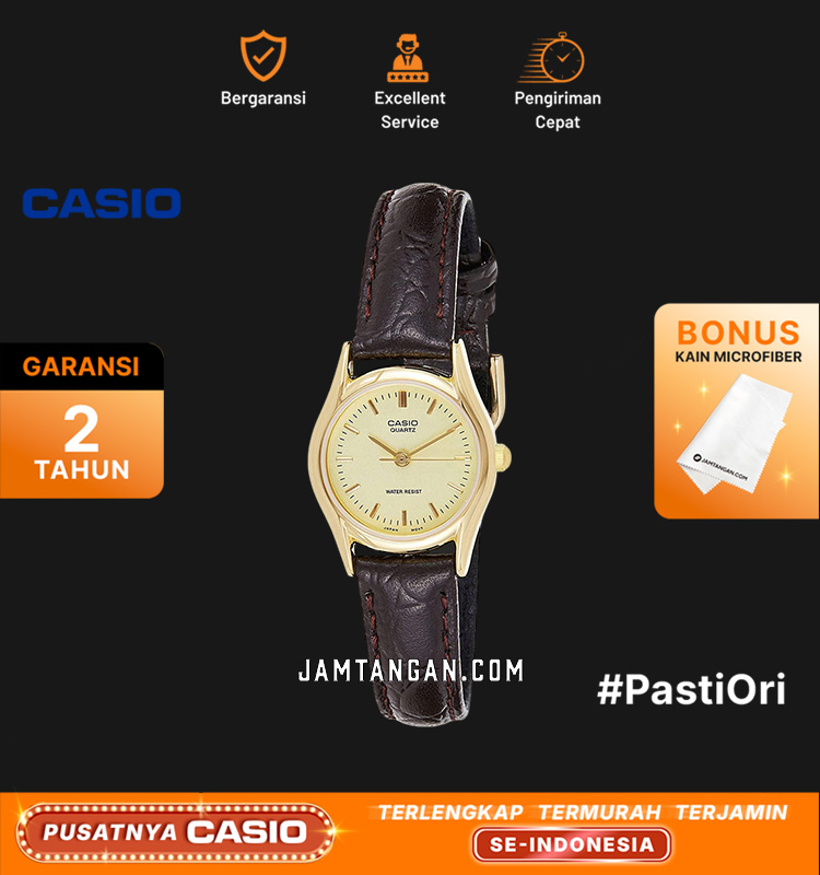 Casio Ltp 1094q 9ardf Enticer Ladies Gold Dial Brown Leather Strap Jamtangan Com