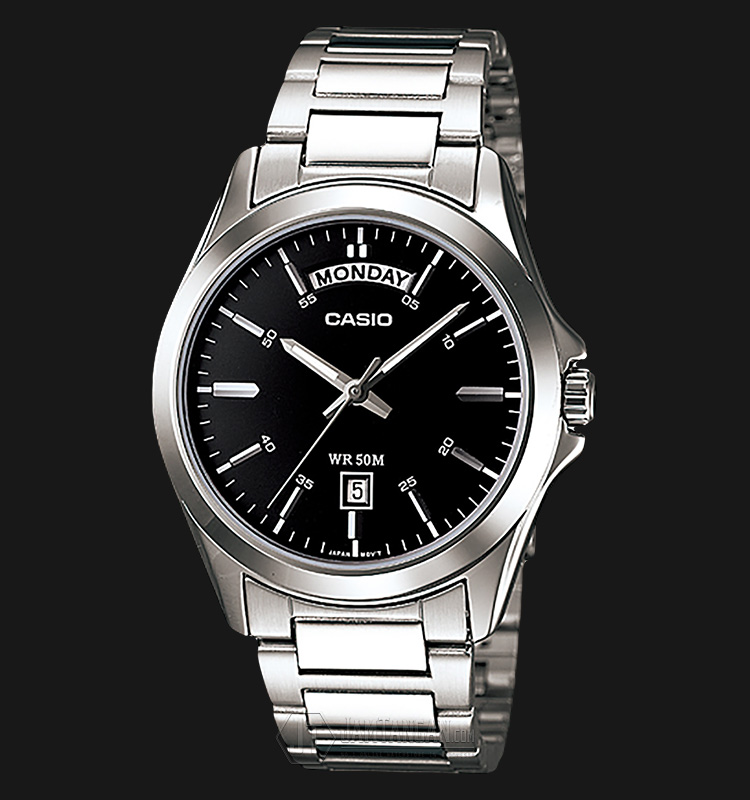 Casio General MTP1370D1A1VDF Black Dial Stainless Steel Strap