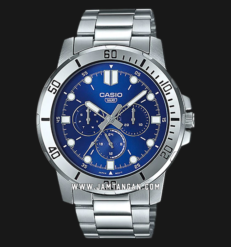 Casio MTP-VD300D-2EUDF Men Blue Dial Stainless Steel Strap | Jamtangan.com