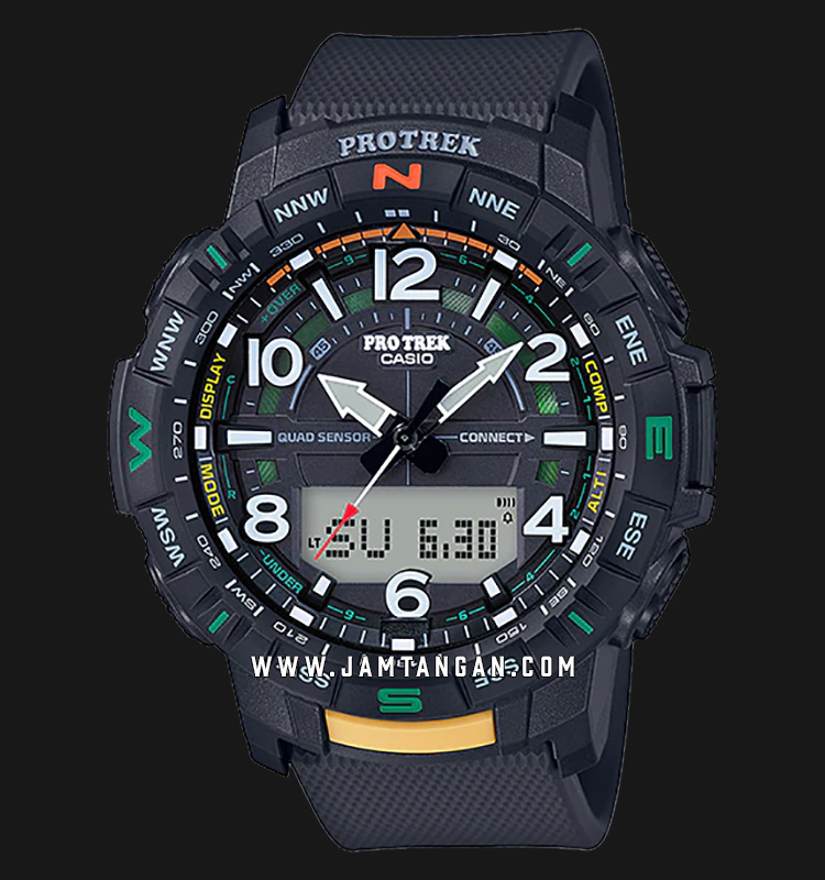 Casio Pro Trek PRT-B50-1DR Black Digital Analog Dial Black Resin Strap |  Jamtangan.com