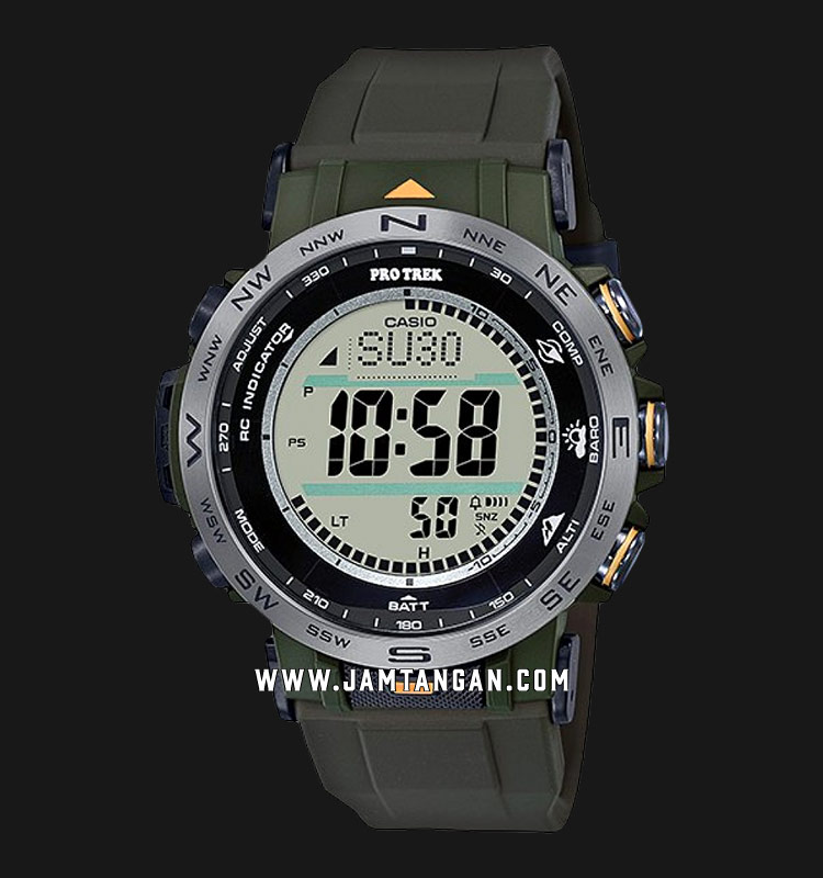 Casio Pro Trek PRW-30Y-3DR Tough Solar Digital Dial Dark Green Resin Strap  | Jamtangan.com