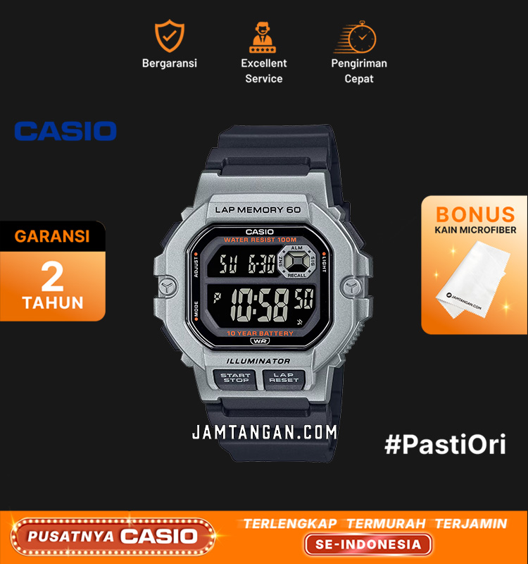 Casio Sports WS-1400H-1B Orologio Uomo Digitale LCD - 100 Metri Impermeabile - Cronometro E Conto Alla Rovescia