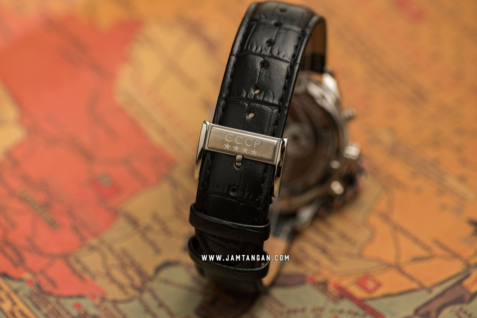 CCCP Sputnik 1 CP-7002-01 Chronograph Men Black Dial Black Leather Strap Special Edition Machtwatch
