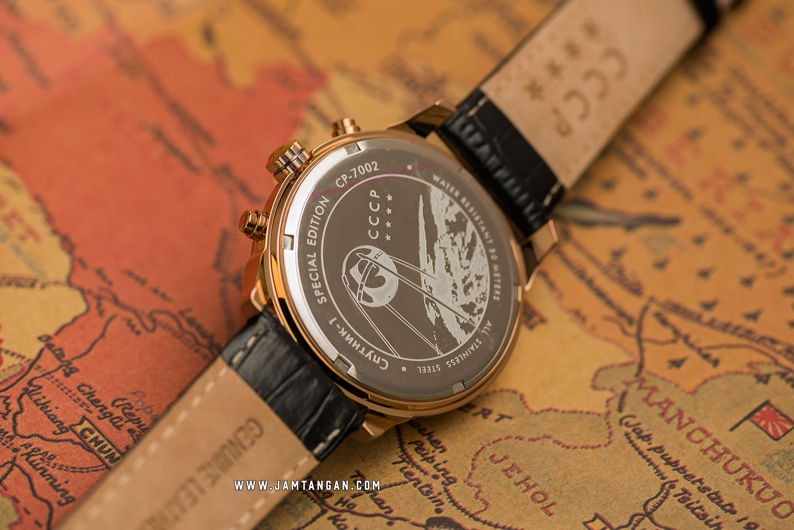CCCP Sputnik 1 CP-7002-04 Chronograph Men White Dial Black Leather Strap Special Edition Machtwatch