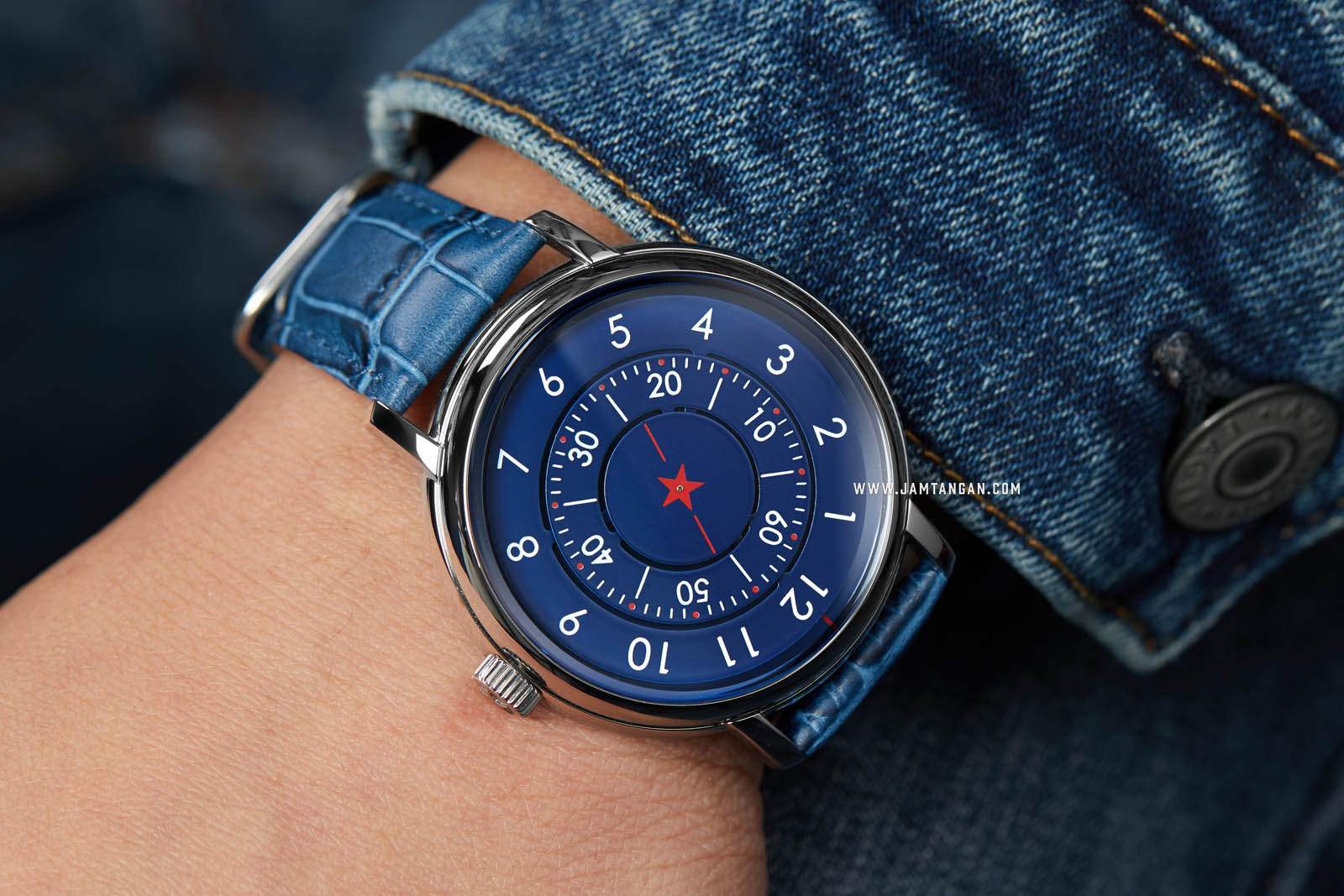 CCCP Aleksandrov CP-7042-02 Automatic Blue Dial Blue Leather Strap Machtwatch