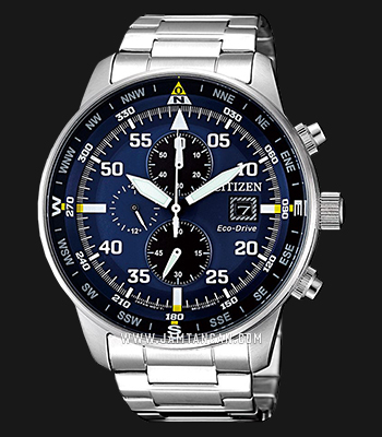 Citizen Eco Drive Chronograph Blue Dial Silver Stainless Steel Watch For Men - CA0690-88L