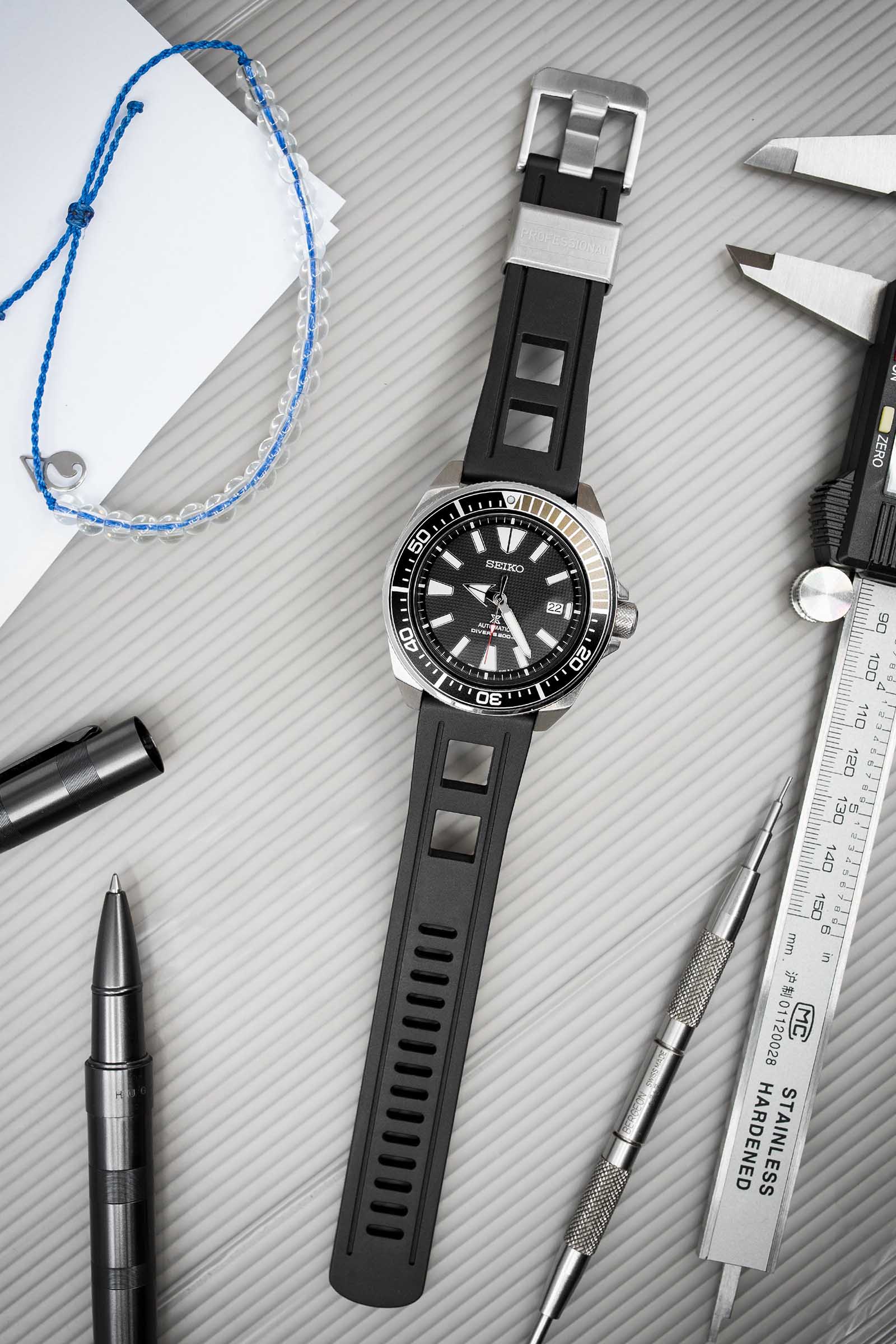 Strap Crafter Blue CB01-22mm-Universal-Black Man Rubber Strap Machtwatch