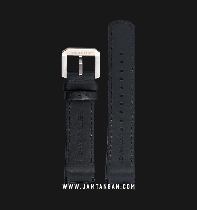 Strap Crafter Blue CB05-Leather-Black 22mm Men Leather Strap | Jamtangan.com