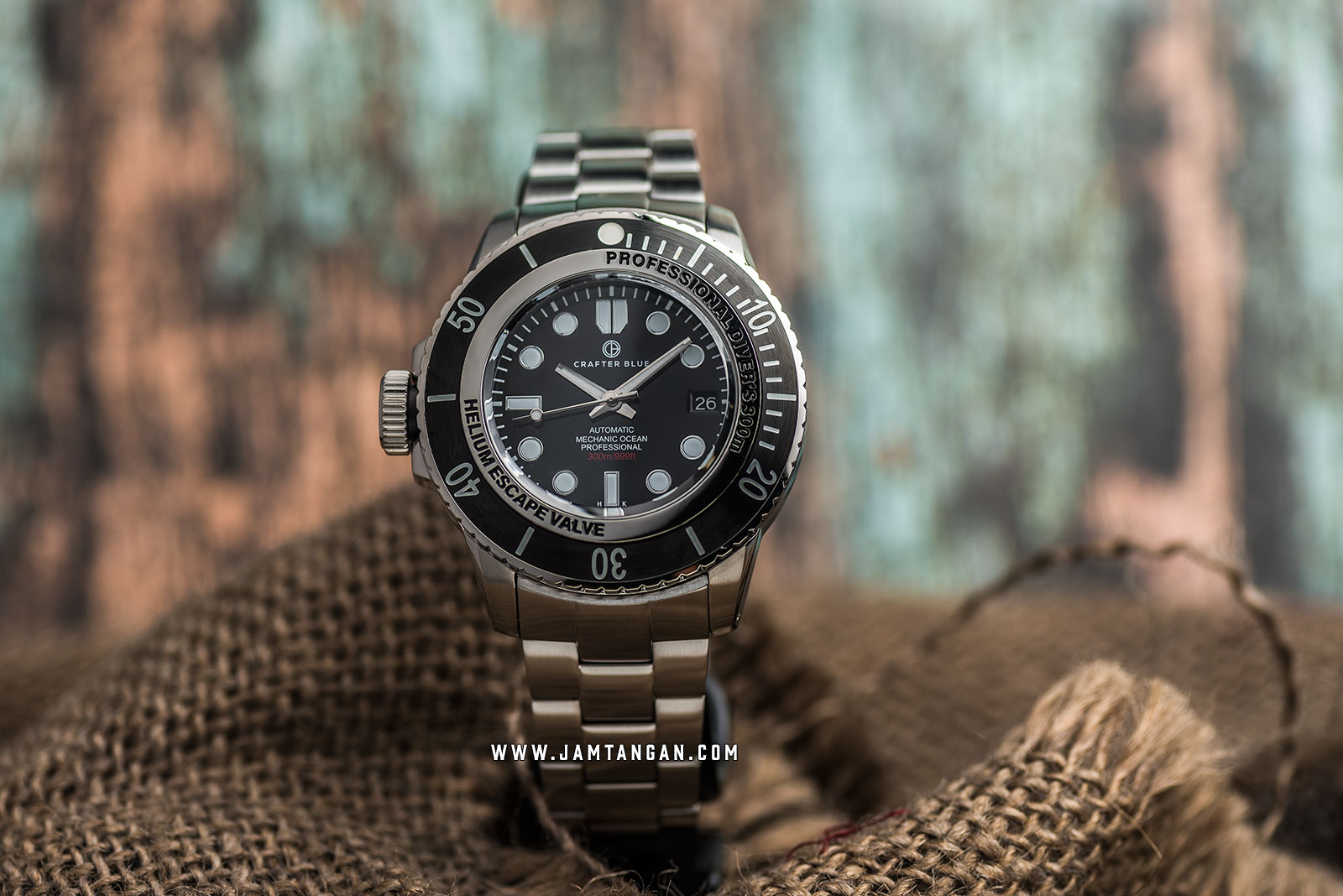Crafter Blue MOSS001.B.RB Mechanic Ocean 45MM Men Black Dial Stainless Steel Strap Machtwatch