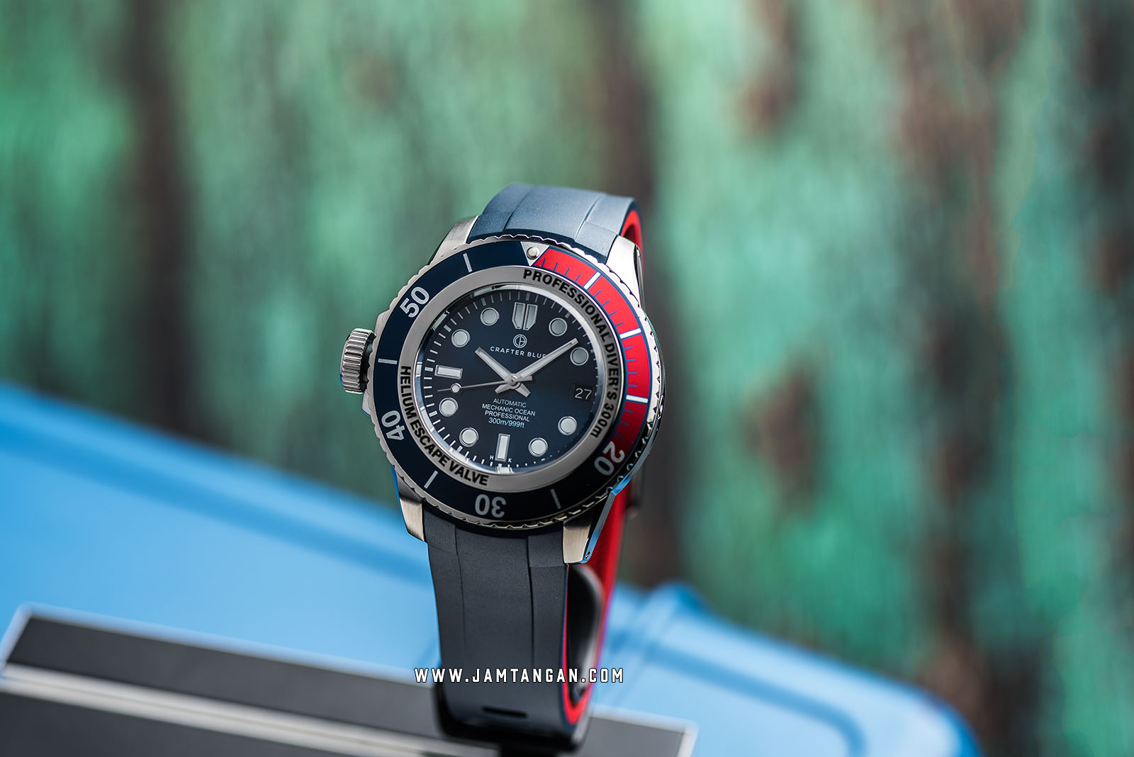 Crafter Blue MOSS002.SB.R Mechanic Ocean 45MM Men Blue Dial Dual Tone Rubber Strap Machtwatch