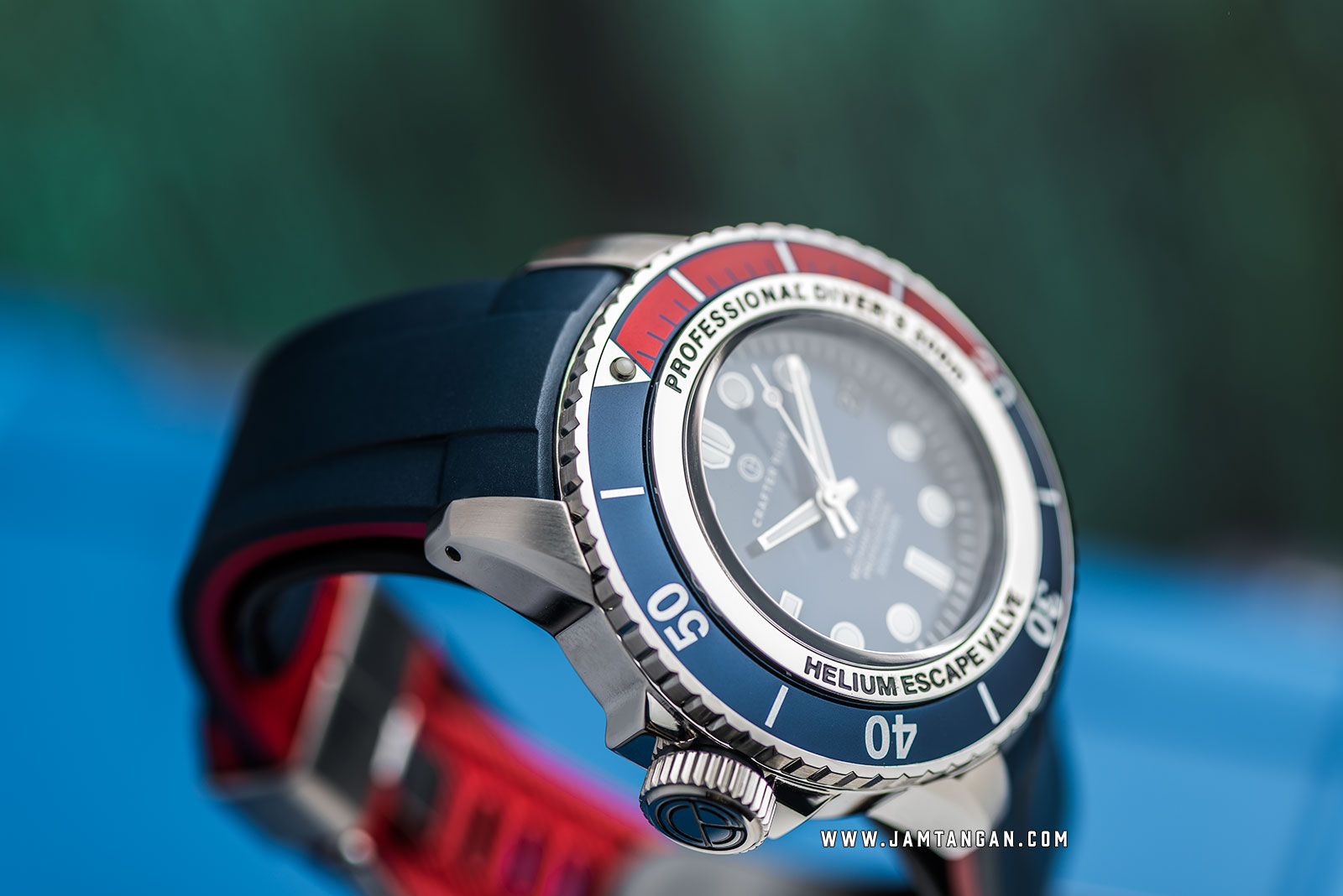 Crafter Blue MOSS002.SB.R Mechanic Ocean 45MM Men Blue Dial Dual Tone Rubber Strap Machtwatch