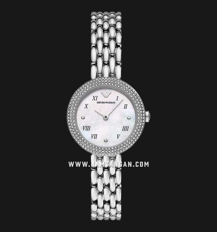 Emporio Armani AR11354 Ladies White Dial Silver Stainless Steel Strap |  Jamtangan.com