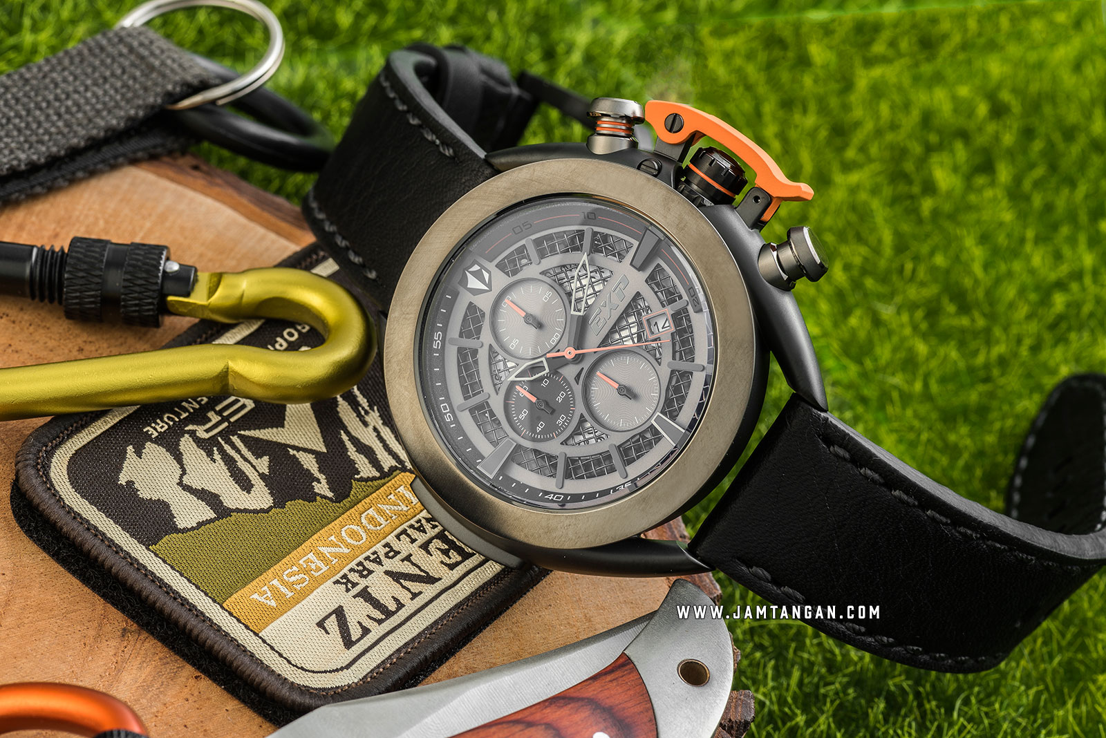 Expedition E 3001 MC LEPBAOR Chronograph Men Skeleton Dial Black Leather Strap Machtwatch
