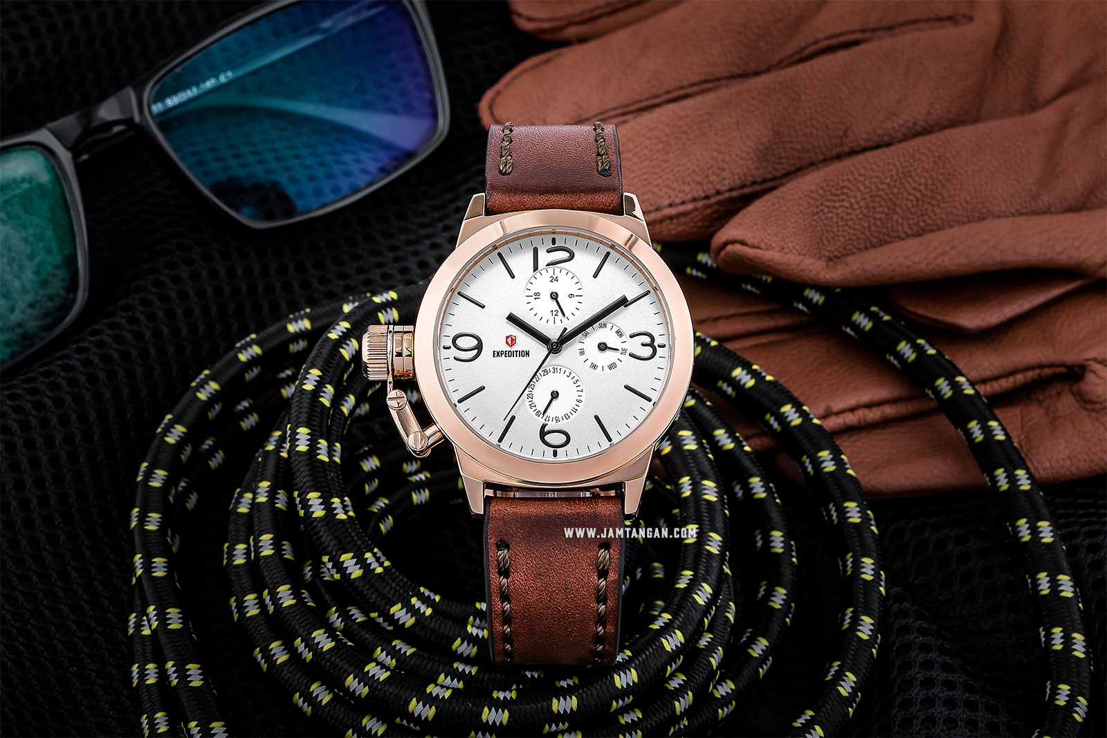 Expedition E 6339 BF LRGSL Ladies White Dial Brown Leather Strap Machtwatch
