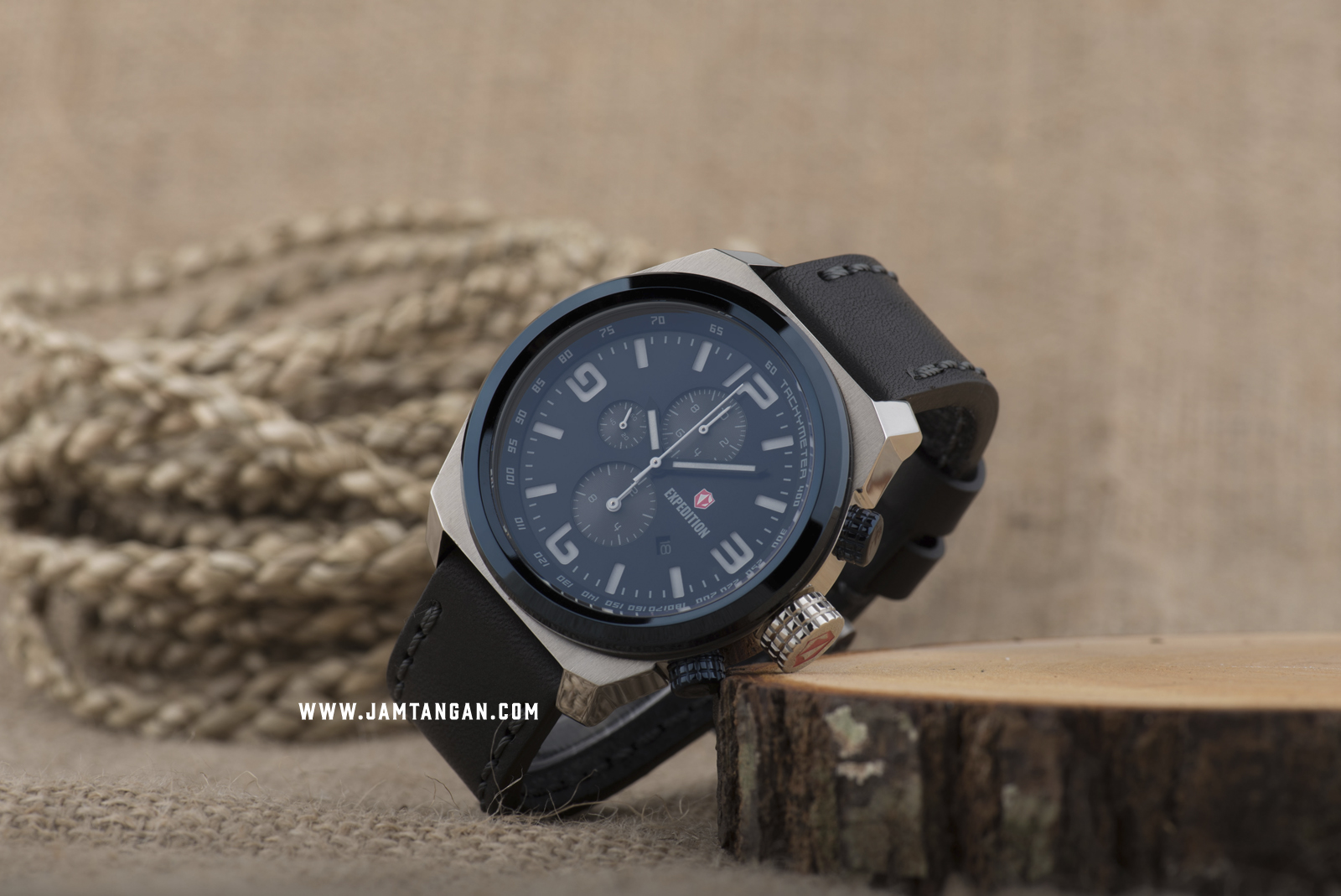 Expedition E 6356 MC LTUBU Chronograph Man Black Dial Black Leather Strap Machtwatch