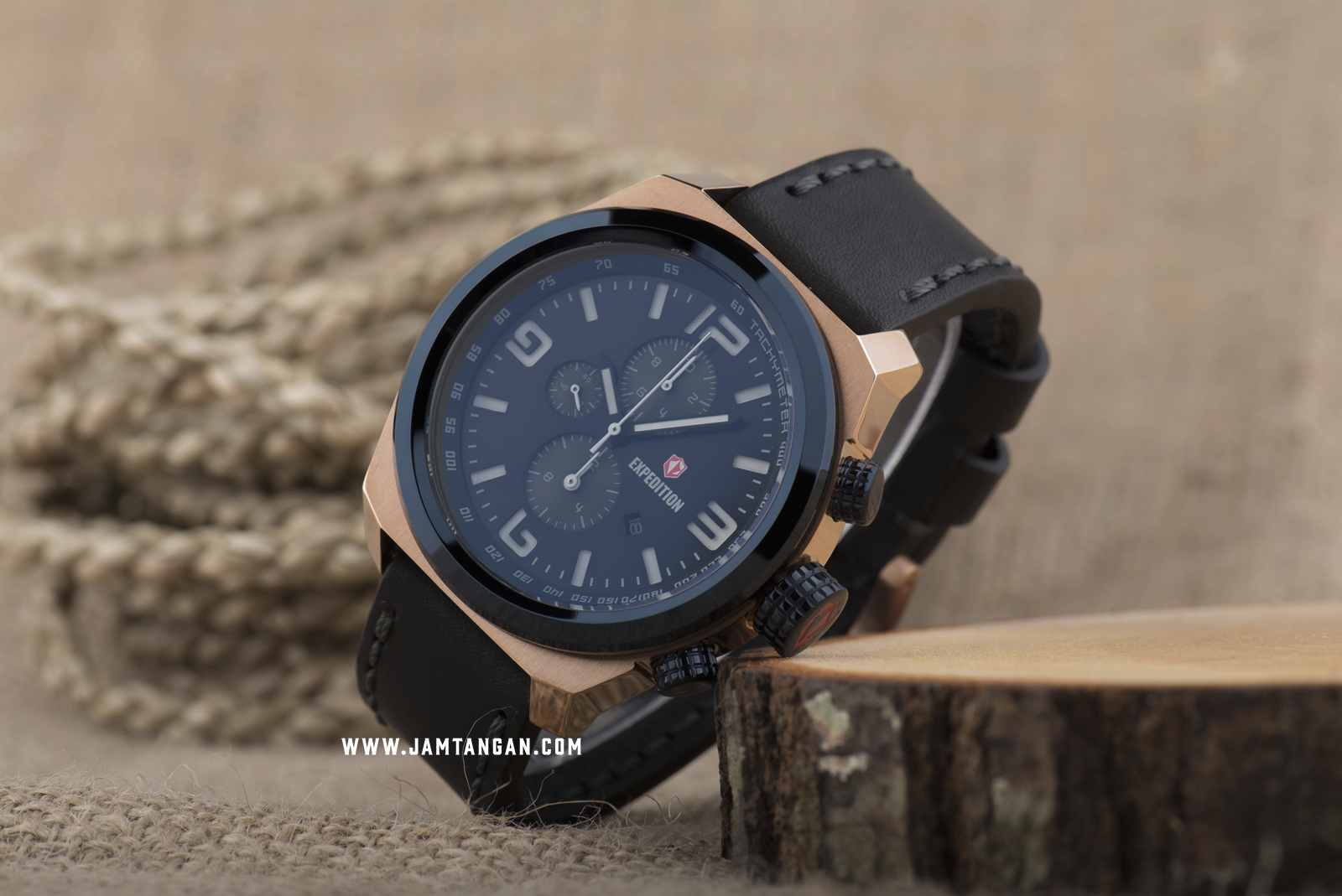 Expedition E 6356 MC LURBU Chronograph Man Black Dial Black Leather Strap Machtwatch