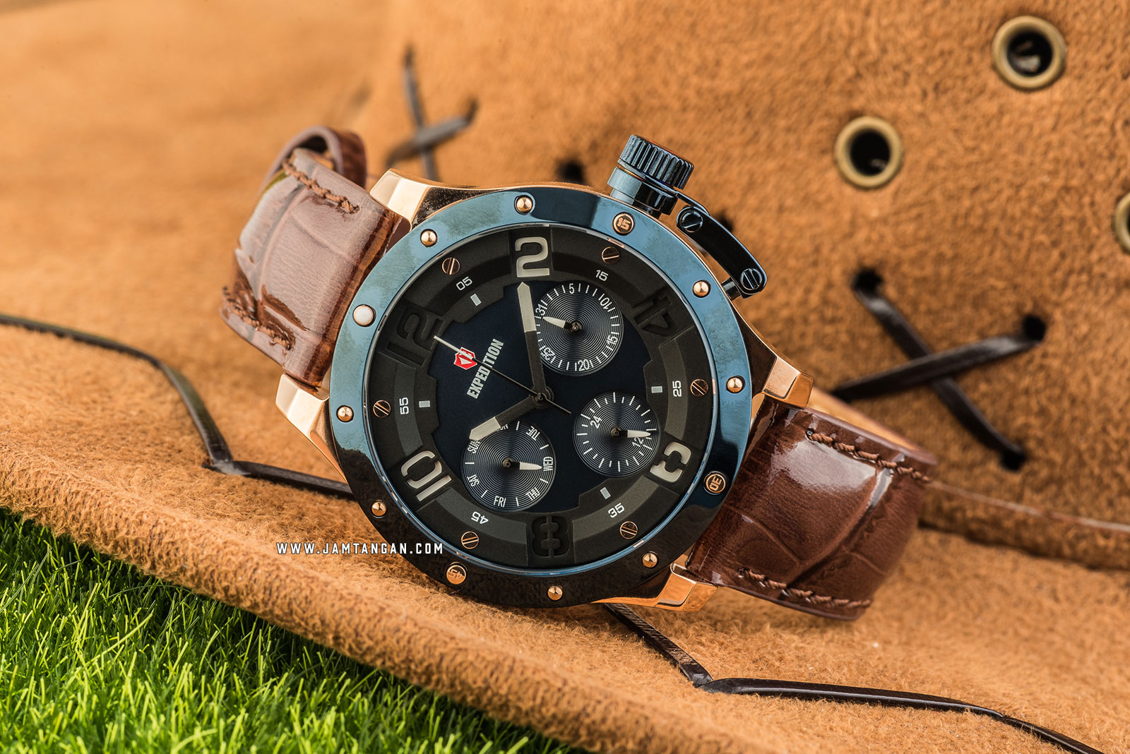 Expedition E 6381 BF LURBUBO Ladies Blue Dial Brown Leather Strap Machtwatch