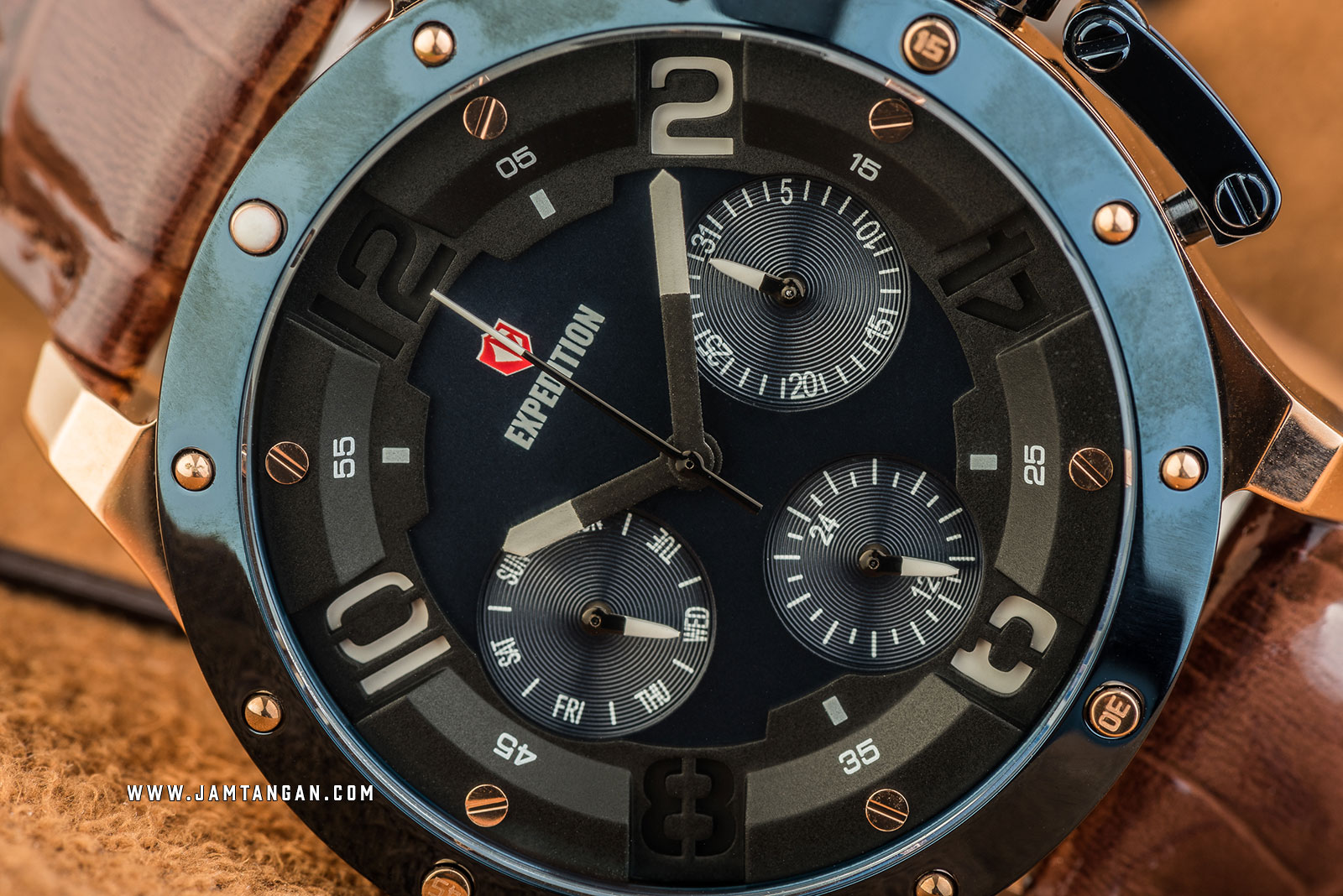 Expedition E 6381 BF LURBUBO Ladies Blue Dial Brown Leather Strap Machtwatch
