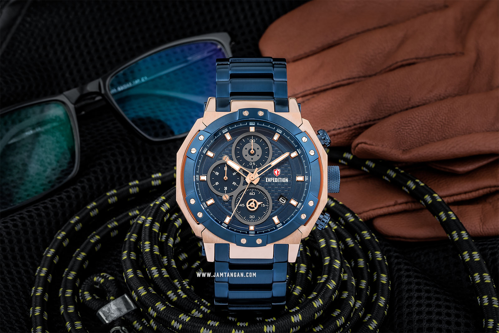 Expedition E 6385 MC BURBU Chronograph Man Blue Dial Blue Stainless Steel Machtwatch