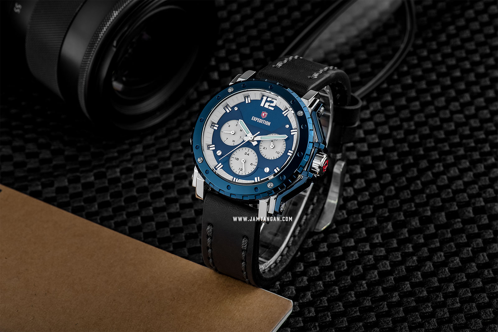 Expedition E 6402 BF LTUBU Ladies Blue Mother of Pearl Dial Black Leather Strap Machtwatch