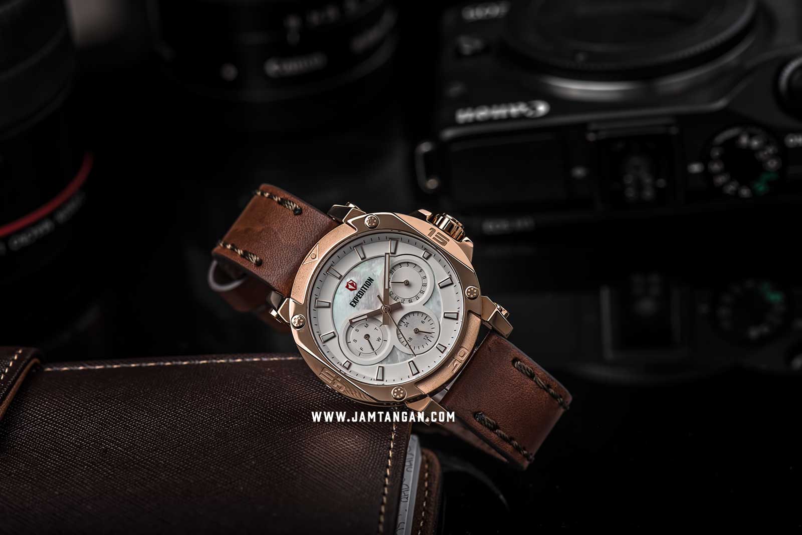 Expedition E 6606 BF LRGSL Ladies Mother of Pearl Dial Brown Leather Strap Machtwatch
